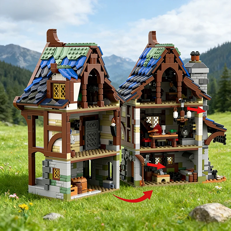 2215 PCS Modulaire Bouw Huizen van de Black Falcons MOC Aanpasbare Modulaire Bouwsteen Populair Model DIY Speelgoed Kerstcadeau