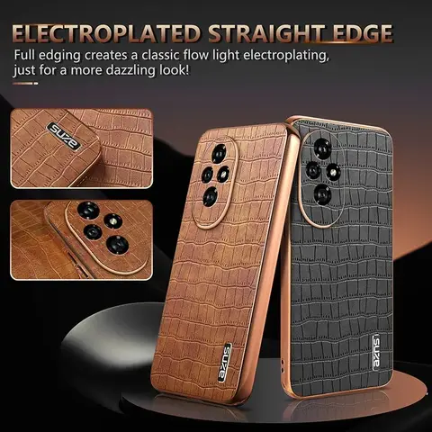 Custodia per telefono in pelle di Design galvanico con motivo a coccodrillo di lusso per Cover posteriore Honor 200 Pro per Honnor 100 90 Pro X50 Lite