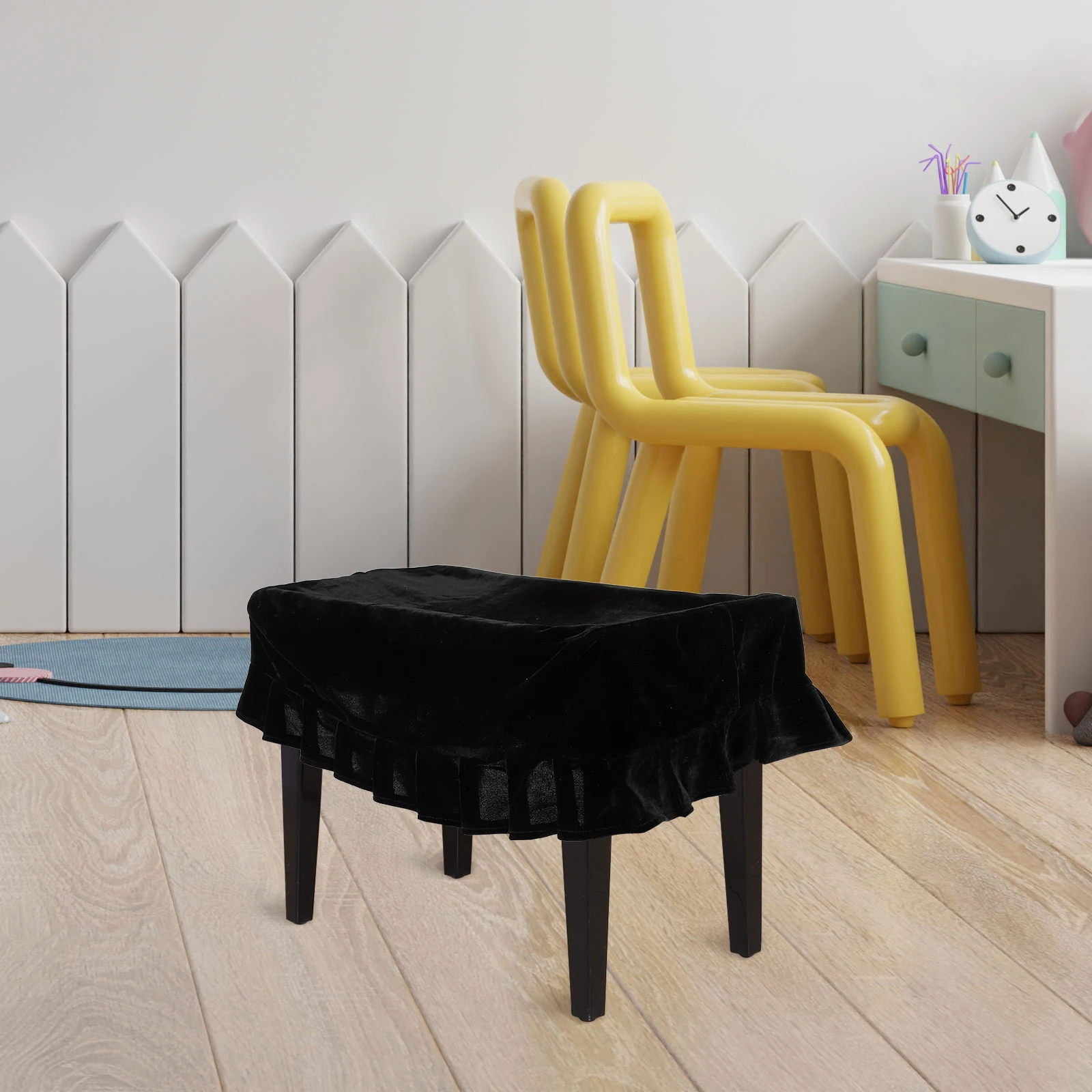 

Piano Stool Cover Black Triangle Slipcovers for Pianos Benches Chair Protector Home Office Use Comfortable Easy Install