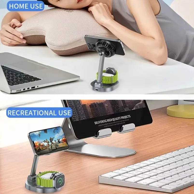 Portable Wireless Charger Station 3 In 1 Magnetic For iPhone 16 15 Apple Watch AirPods Foldable Travel Fast Charge