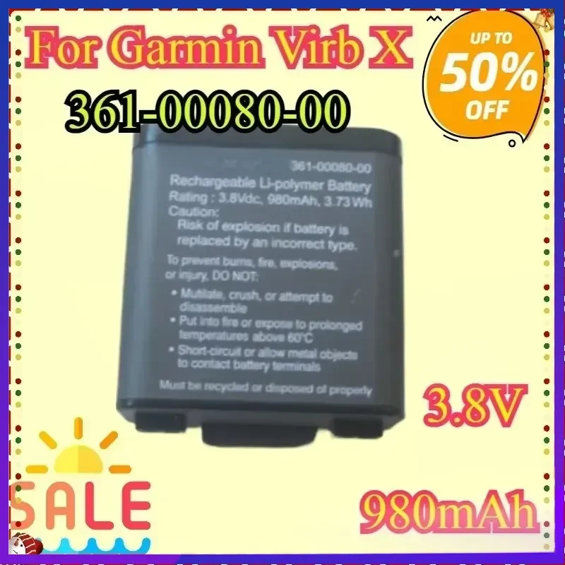 New High quality Replacement Battery 361-00080-00 For Garmin Virb X Compact VIRB XE Action Camera Battery 980mAh 3.8V