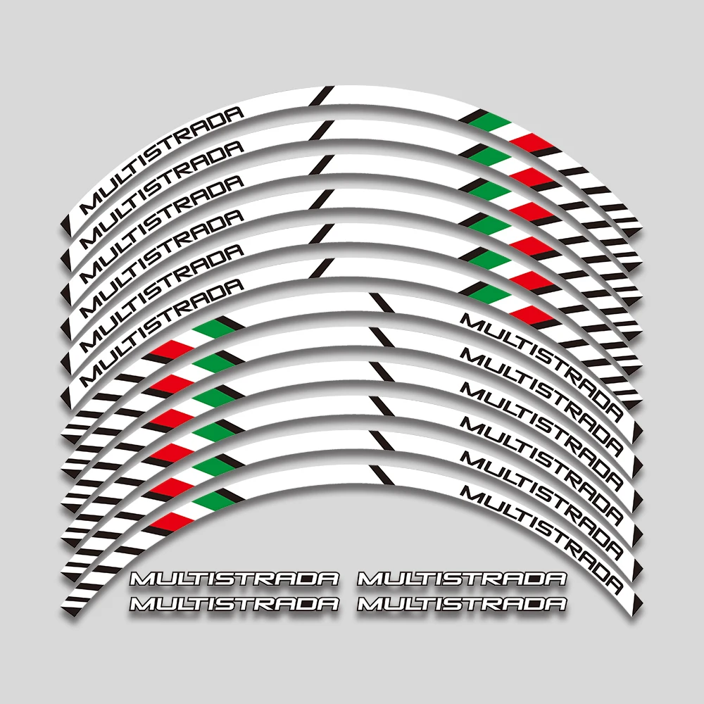 Calcomanías para llantas de motocicleta, juego de rayas reflectantes para DUCATI MULTISTRADA 1260, 1200, 1200S, 17 pulgadas