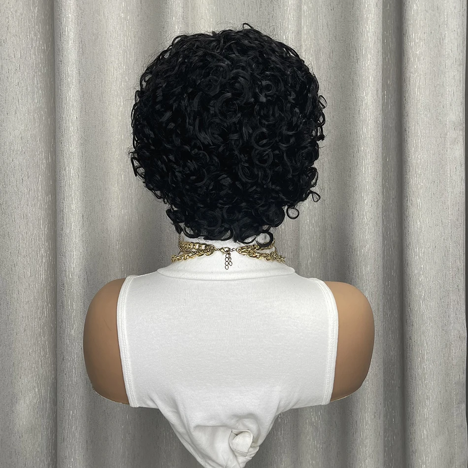 Peruki z ludzkich włosów pixie cut dla czarnoskórych kobiet, kręcone peruki z ludzkich włosów, peruki z ludzkich włosów wykonane w całości maszynowo, tanie peruki z ludzkich włosów.