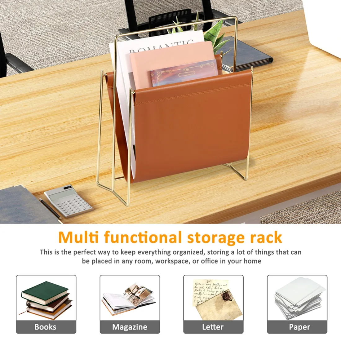 

A74E-Magazine Rack For Books Magazines Newspapers Letters Home Office For Books Magazines Newspaper Storage Rack Corner Shelf So