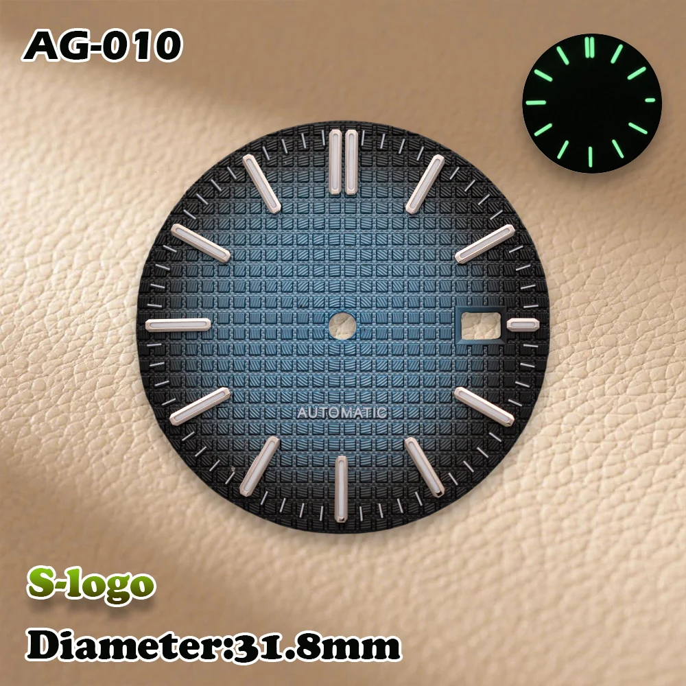 S Logo 31.8mm Royal Oak Wijzerplaat NH36/NH35 bewegingen Groen Lichtgevende Hoge Kwaliteit Horloges voor mannen Horloge Modificatie accessoires