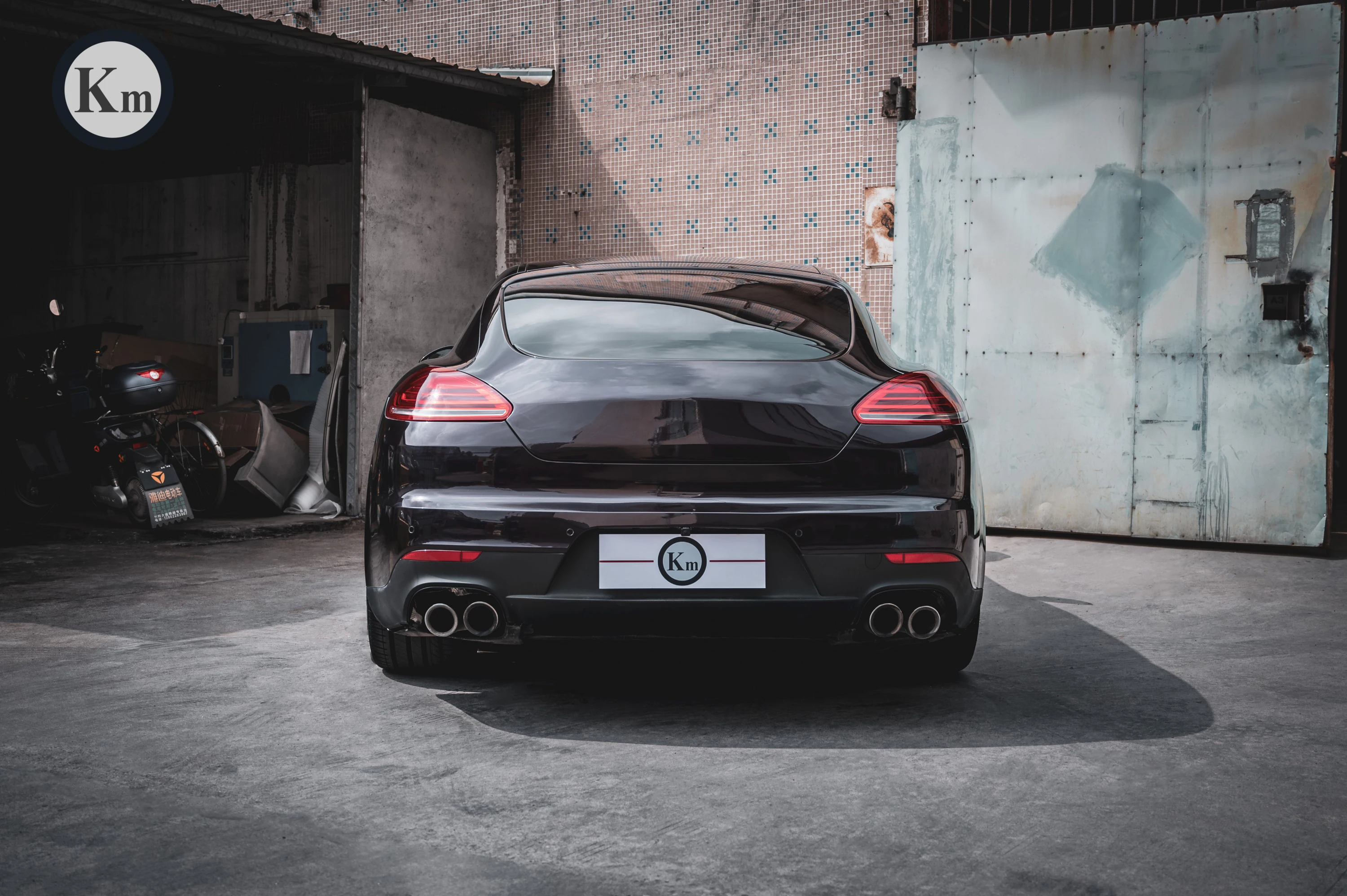 KM High Quality Rear Bumper Assembly(Rear Diffuser Skid Plate,Wheel Lining,Exhaust Heat Shied Bracket,Taillights)for 970.2 OE