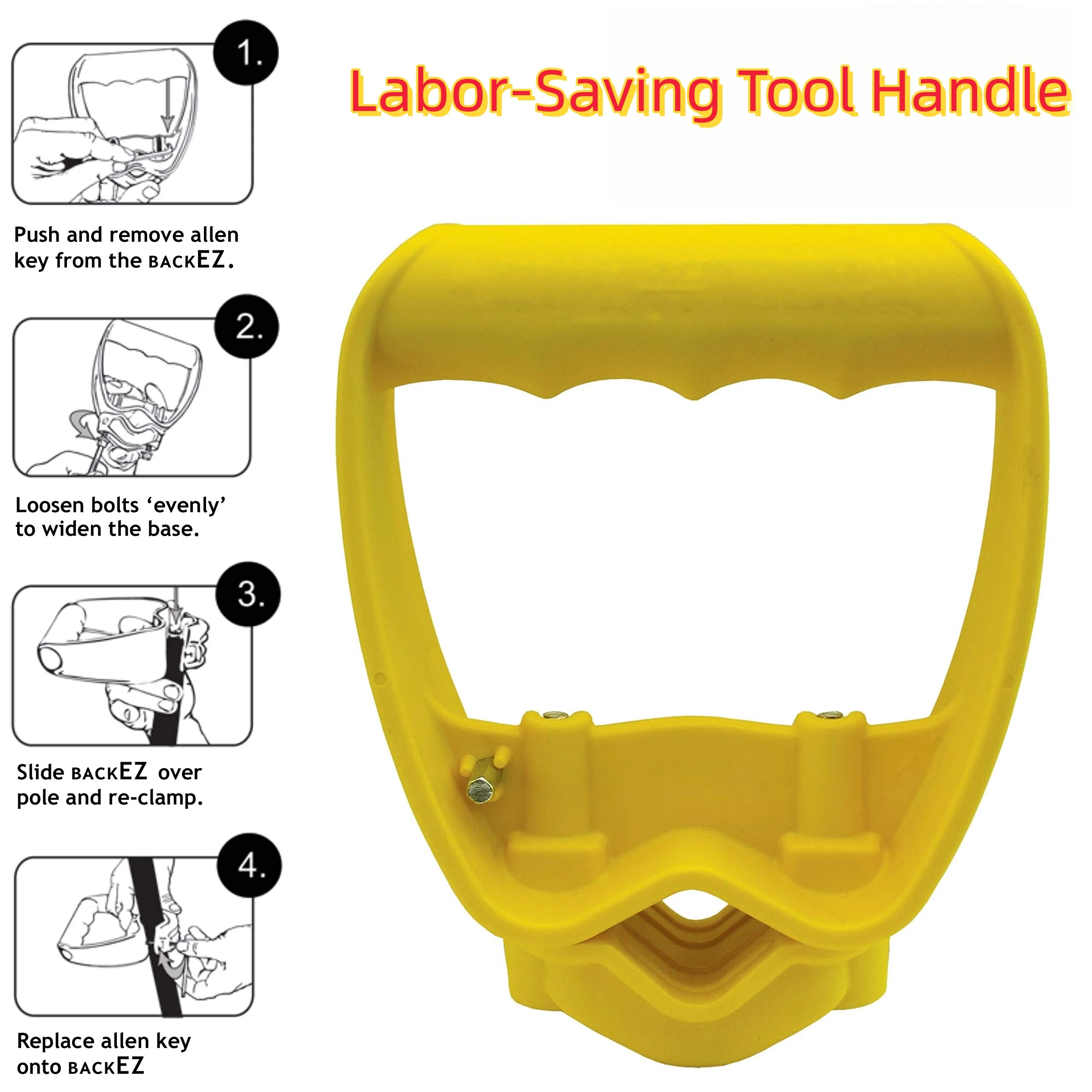 Shovel or Rake Tool Handle Labor-Saving Ergonomic Shovel Work with Garden Shovels Rakes, D Grip Ergonomic Handle Replacement