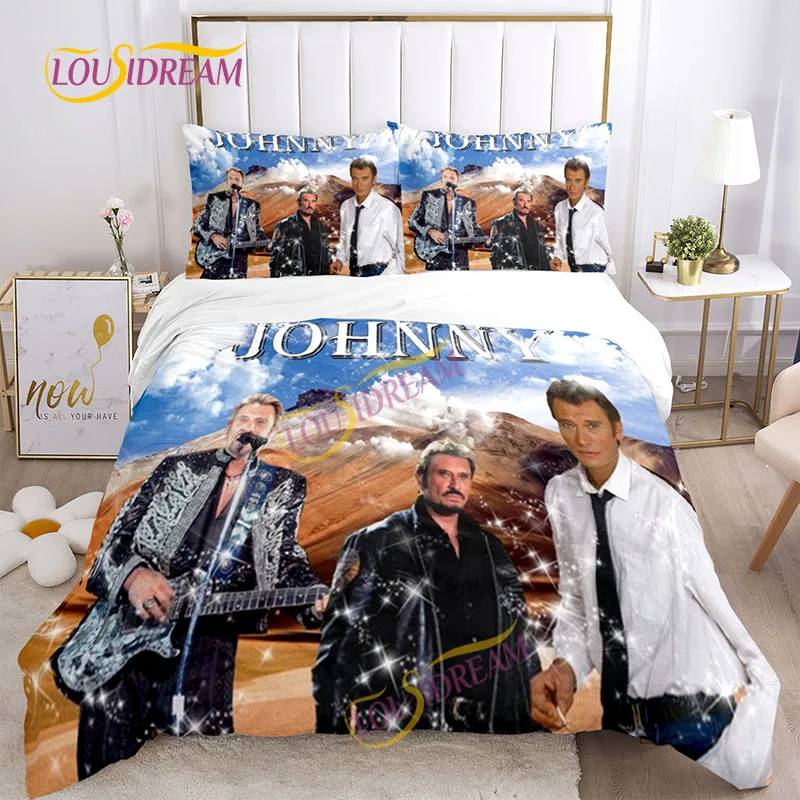 Johnny Hallyday Bedding Set DIY rock Music Soft Full Queen size double Bed Queen Size Sheets Duvet Set Set Thin sheets