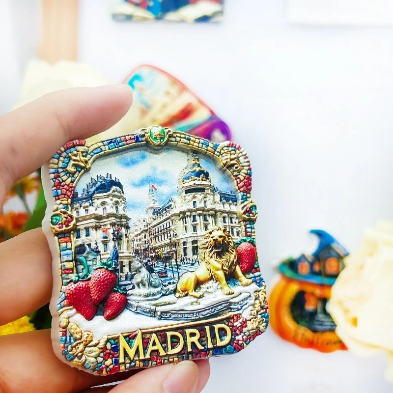 Madrid Winter Cityscape Fridge Magnet - 3D Spanish Souvenir of A Snowy Urban Scene Unique European Travel Gift & Collection
