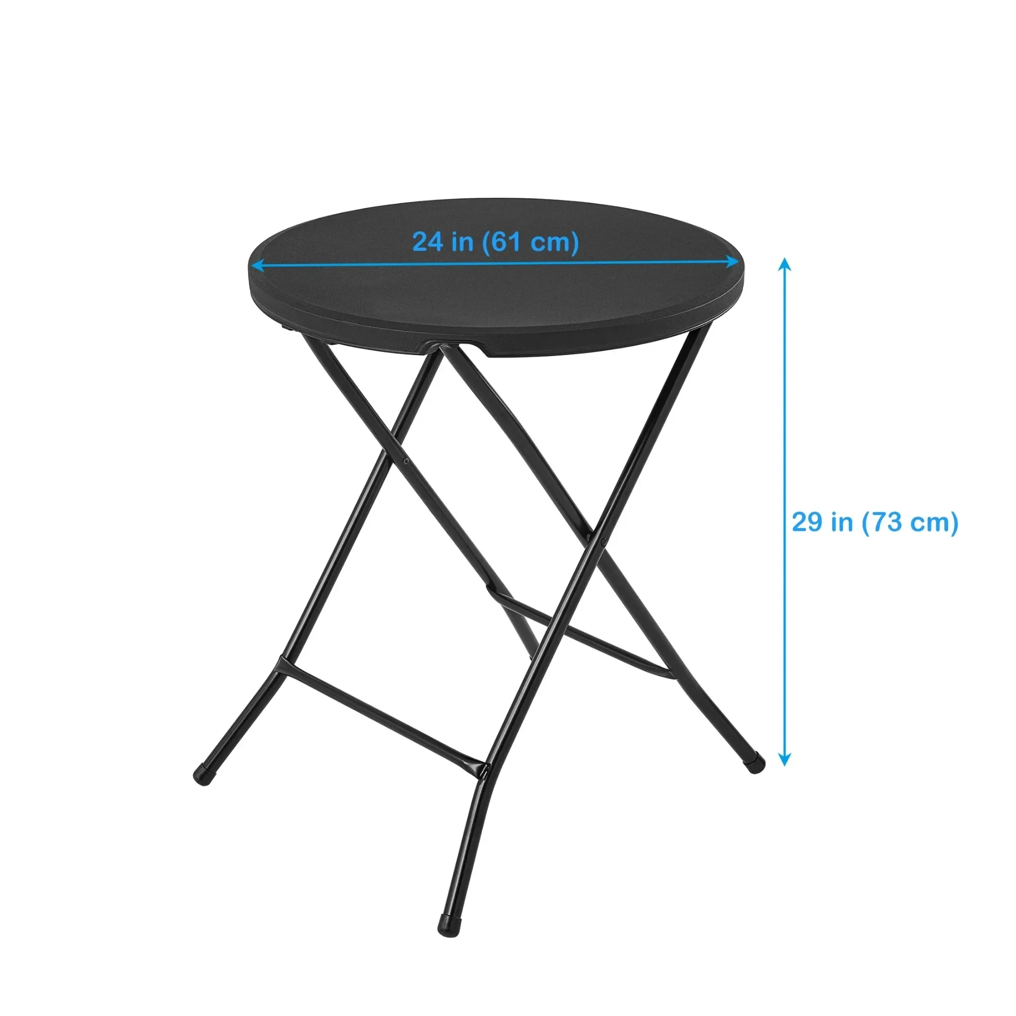 طاولة بيسترو مستديرة قابلة للطي مقاس 24 بوصة، باللون الأسود #2