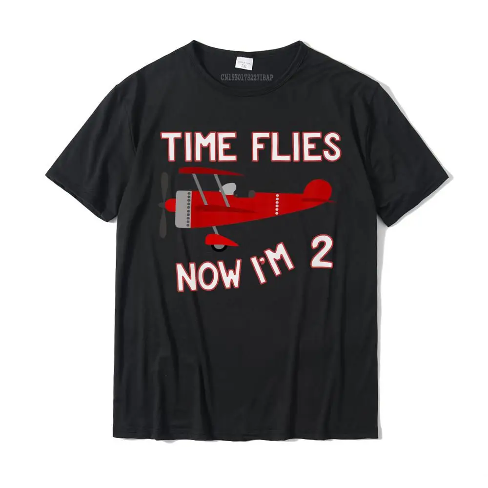 Man 2nd Birthday Airplane T Shirt Time Flies Now I'm 2 Cotton Top T-Shirts For Men Crazy Tees Cute Design