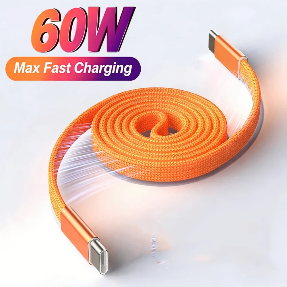 Type C to Type C Fast Charging PD 60W Mobile Phone Date Cable For Iphone 15 16 17 Samsung Huawei USB C to C Retractable Cable