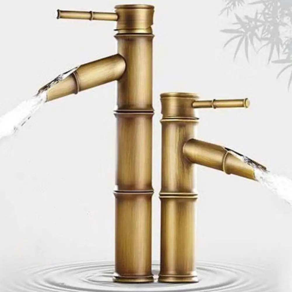 

Brass Bamboo Shape Faucet Deck Mounted Single Handle Sink Faucet Hot and Cold Water Anti-corrosion Vanity Faucet Kitchen