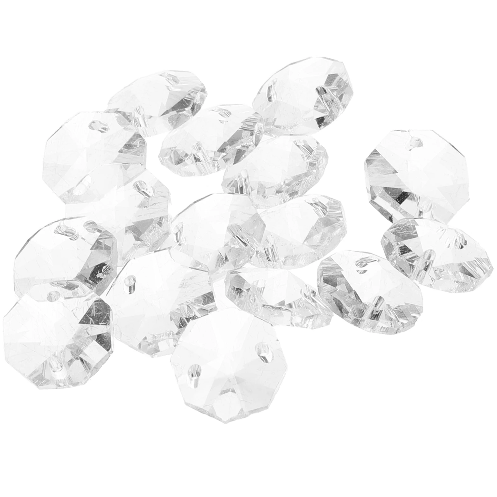 

100pcs Clear Glass Octagonal Beads Double Hole 14MM DIY Beaded Curtain Charms Jewelry Making Crafts Door Decorations