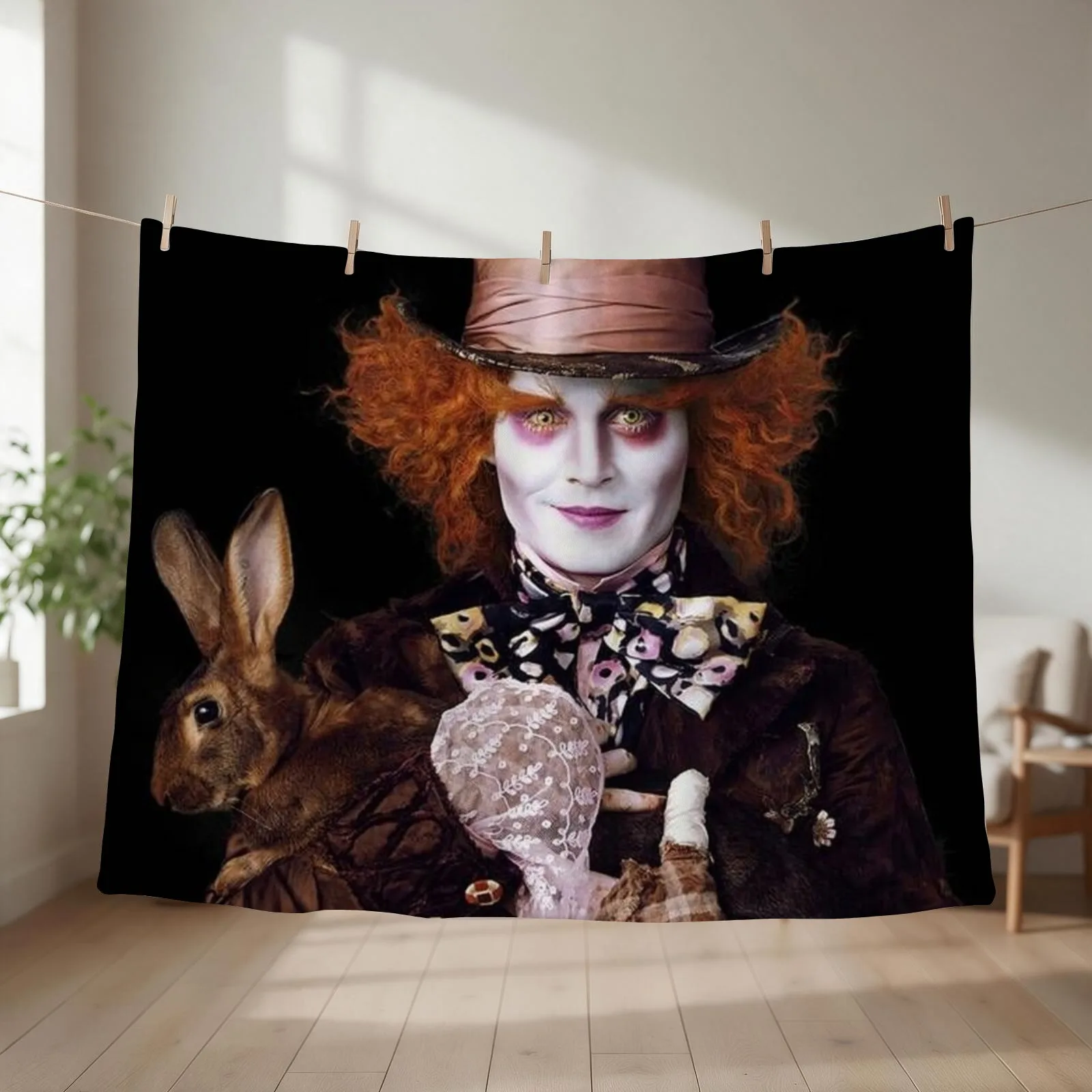 mad hatter Throw Blanket couch cozy soft plush fuzzy picnic outdoor blanket