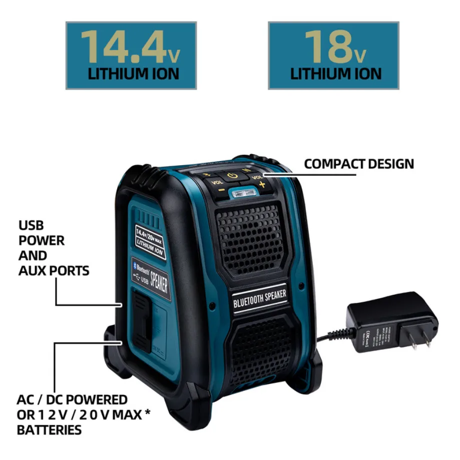 

Батарея Bluetooth динамик MP3-плеер громкий динамик усилитель 15 Вт для Dewalt для Makita для Bosch для Milwaukee 14,4 V 18V li-ion