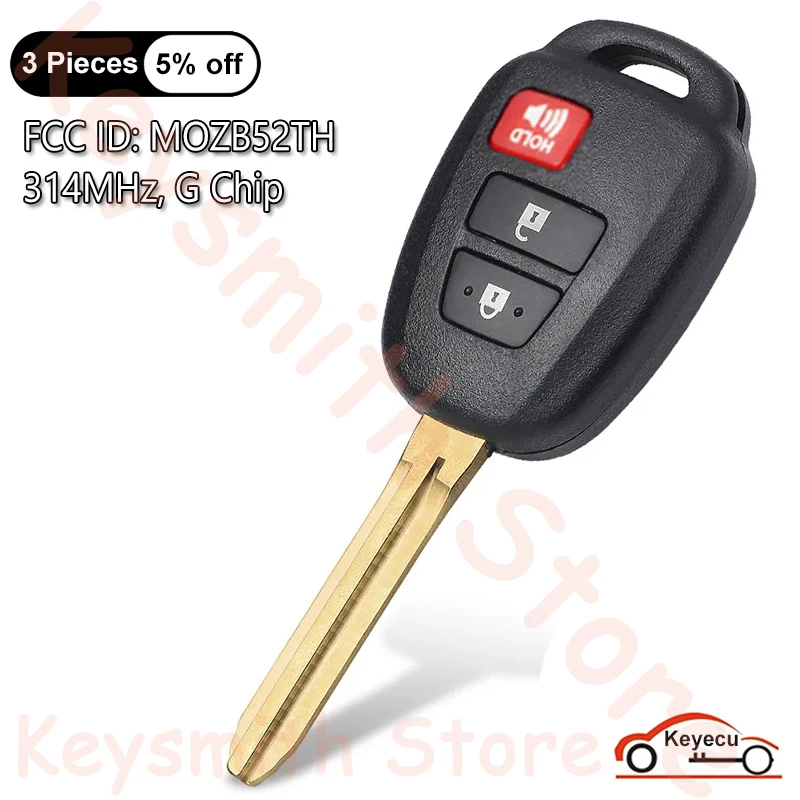 

KEYECU 3 Buttons 314MHz G Chip for Scion tC iQ xD 2013 2014 2015 2016 Auto Remote Control Key Replacement Fob FCC ID: MOZB52TH