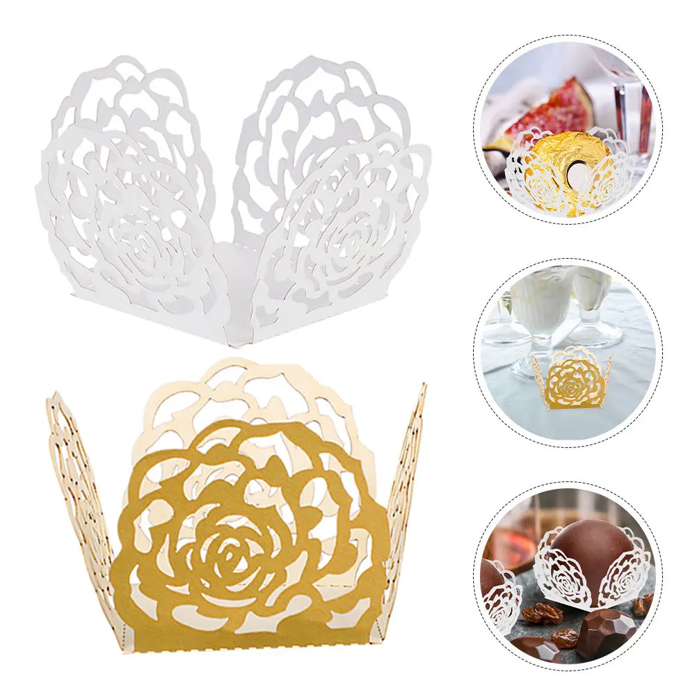 100 Unidades de Envoltorios de Papel para Trufas, con Encaje de Rosas, Decorativos, para Presentación de Postres en Bodas y Fiestas