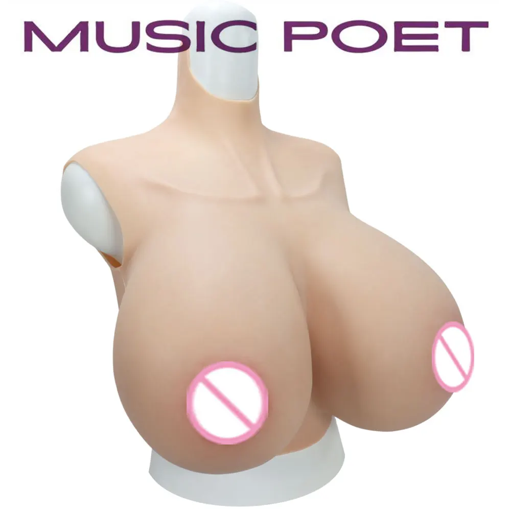 MUSIC POET Large Silicone Breast Forms Z Cup For Crossdresser Drag Queen Realistic Fake Boobs Breastplat Transgender Shemale