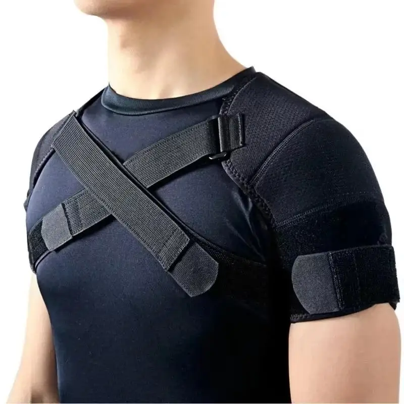 1Pcs Adjustable Neoprene Compression Support Cross Strap Double Shoulder Brace For Men Women Sports Injury Pain Relief