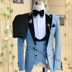 Costumes de mariage de luxe pour hommes, coupe couvertes, veste BridedivGroomTIME, blazer formel à revers Patricia, glaPants, zones me, dernier cri, 3 pièces