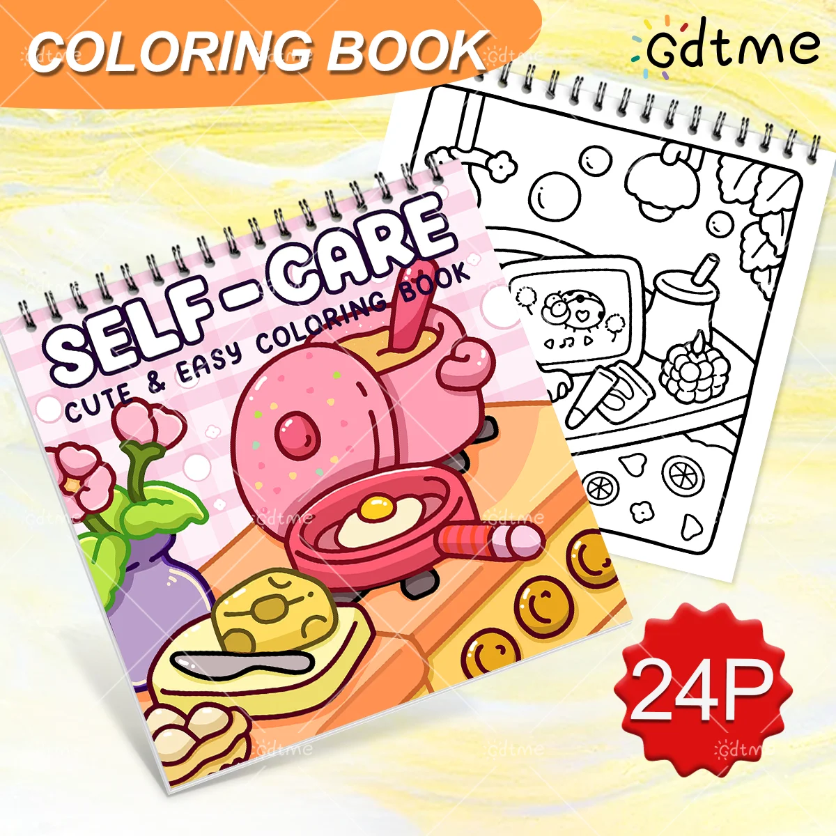 Cozy Self-Care Spiral Bound Coloring Book for Adults Anti Anxiety Art Activity Book Gift for Cute & Easy Self-Love Art Lovers