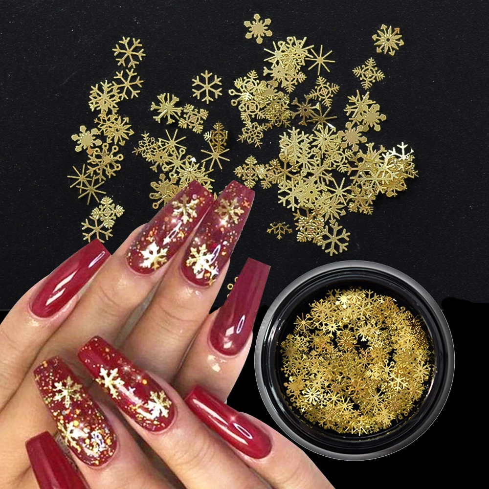 1Jar Schneeflocken Nagel Glitzer Pailletten Ausgehöhlte Nagelkunst Paillette Weihnachten Weiße Schneeflocken Weihnachten Flitter Maniküre Zubehör