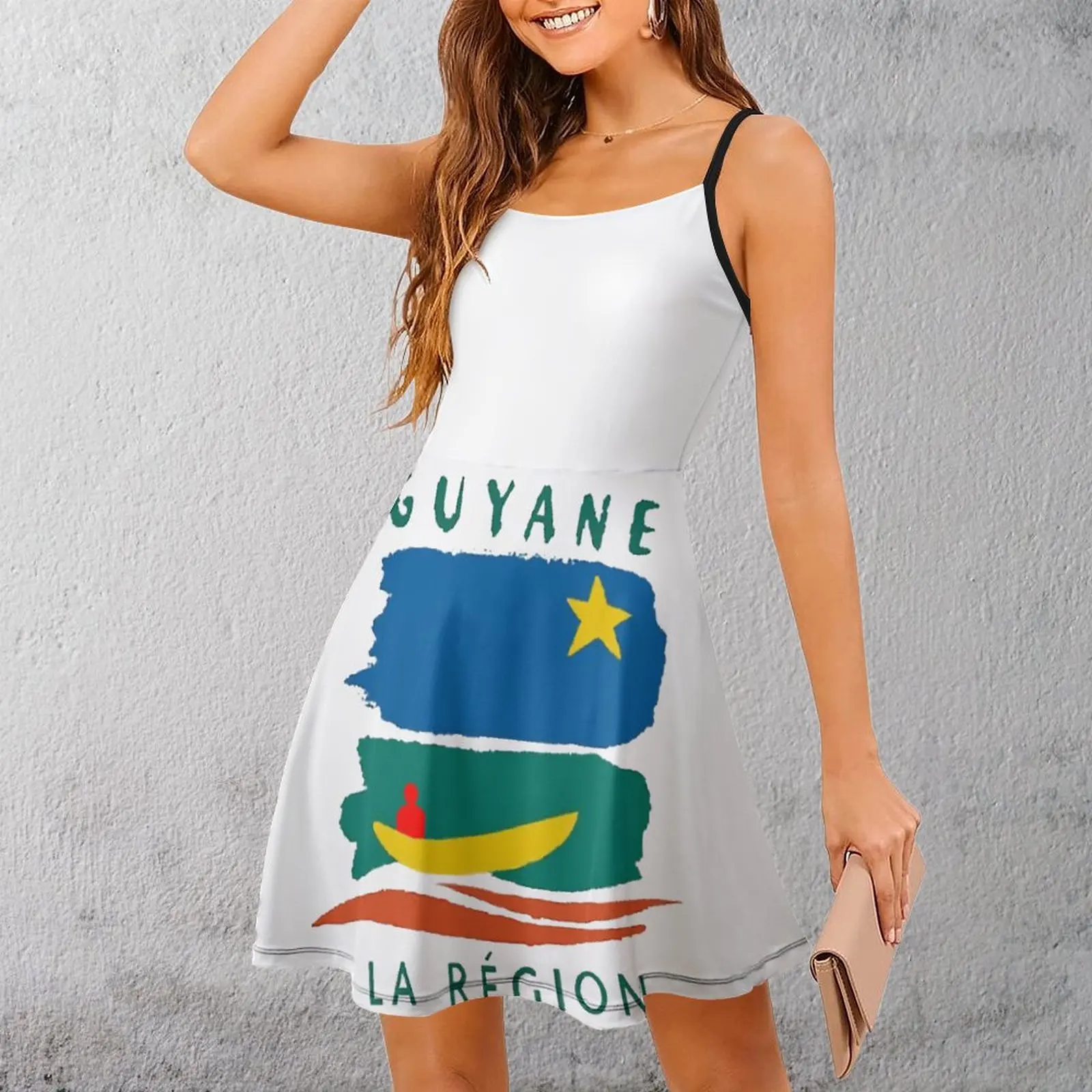 Flag of Guyane Graphic Exotic  Woman's Gown Women's Sling Dress Funny Novelty  Vacations The Dress