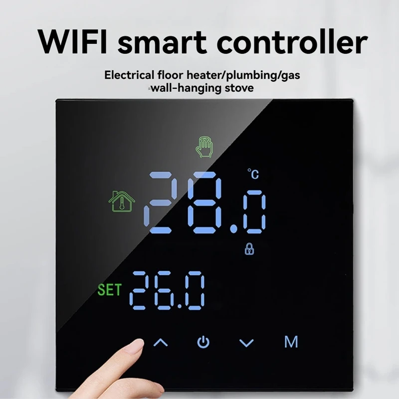 Tuya Smart Wifi Vloerwater Verwarming Wandboiler Verwarming Thermostaat Programmeerbare Spraakbesturing Achtergrondverlichting Verstelbaar