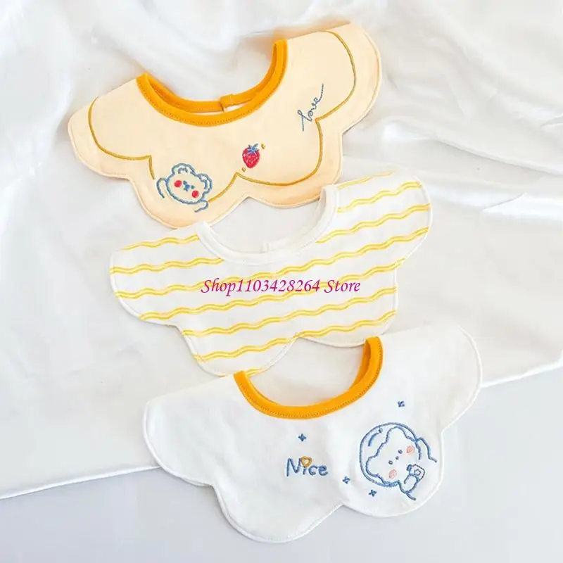Mealtime Cloth Set for Infants, 3 Soft Cotton Items Bear Design for Daily Care