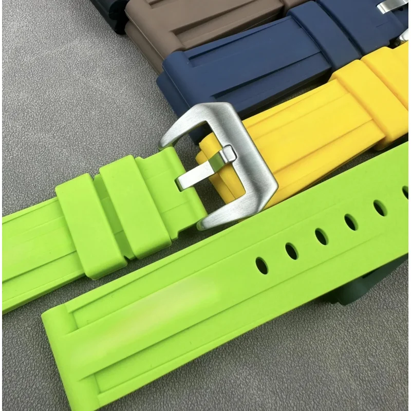 Cinturino in gomma morbida adatto per accessori cinturino Panerai per cinturini pam111/441/389 24mm con fibbia Tang