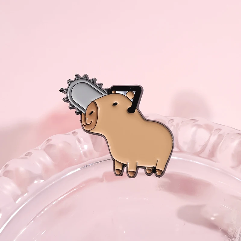 Cute Capybara Turtle Cat Enamel Pins Custom Animals Living In Harmony Brooches Lapel Badges Animal Jewelry Gift for Kids Friends