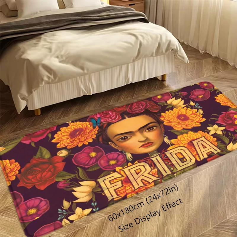 Doormat Flannel Floor Mat Indoor Foot Rug F-Frida K-Kahlo Bedside Mats Kitchen Corridor Absorbent Carpet Ideal for Balcony Decor
