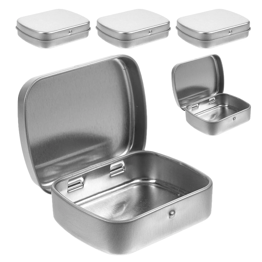 

5 Pcs Mini Storage Boxes Portable Tin Containers for Beads Jewelry Nail Metal Bins with Lids Small Cases Household