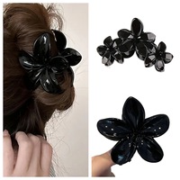 2Pcs Fashion Black Flower Shark Hair Claw Elegant Large Hair Clip Professional Salon Partitio Hair Accessories Hairpin Barrettes