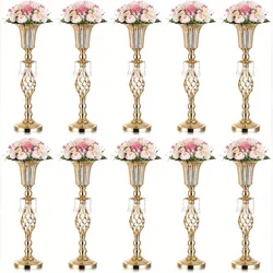 Gold Vase with Chandelier Crystal, 23.2 Inch Tall Vase Table Decorations, Wedding, Birthday Party, Halloween, Christmas Decora