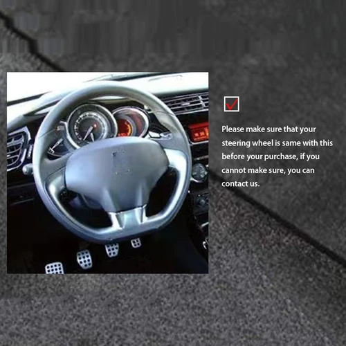 Imagen 2 del producto Trenzado de cuero Artificial personalizado en los cubiertas del volante del coche para Citroen DS3 2011 Accesorios interiores de estilo de coche