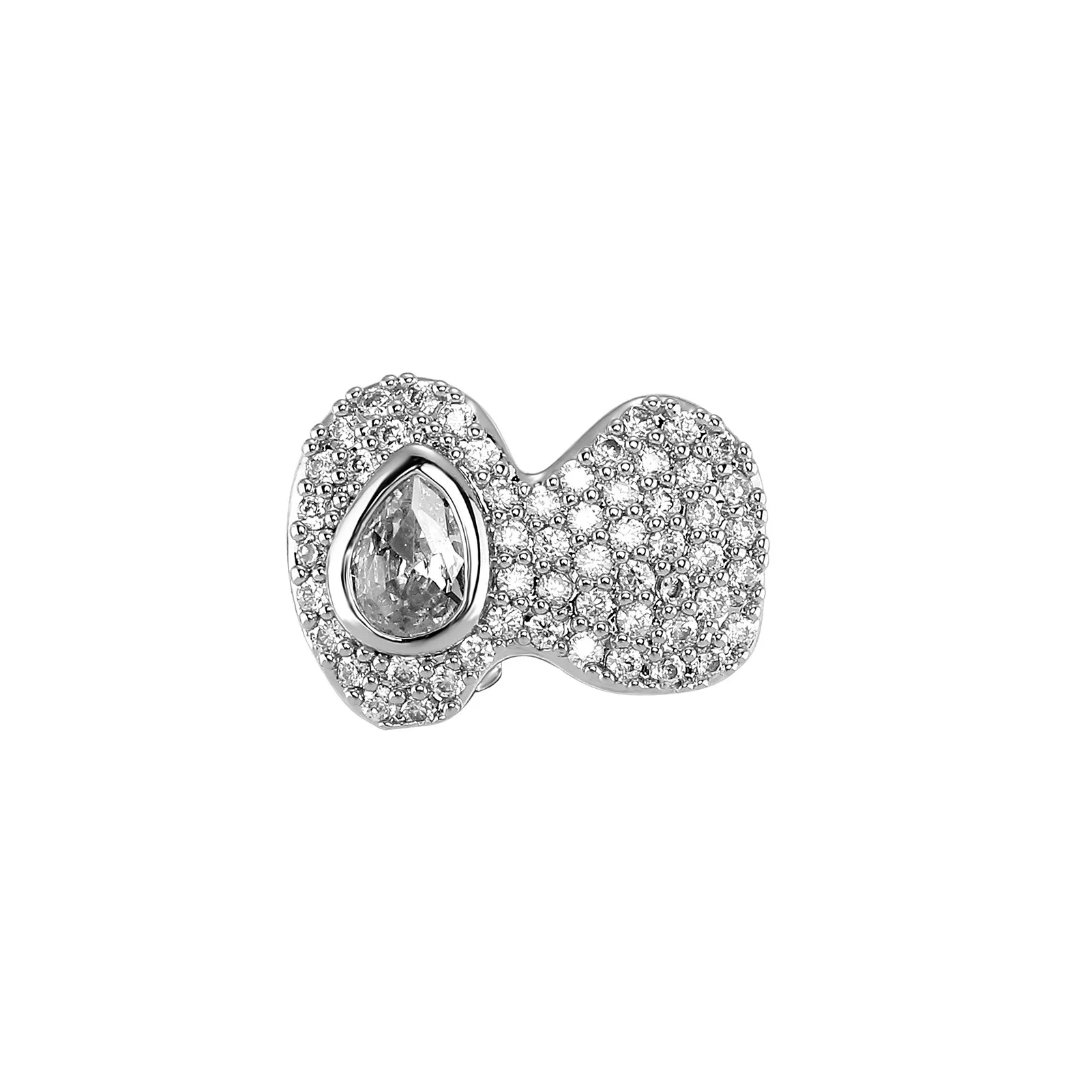 Large Teardrop CZ Grillz Teeth Jewelry Bling Design Gold Silver Tone Hip Hop Mouth Accessory Party Gift Streetwear Fashion