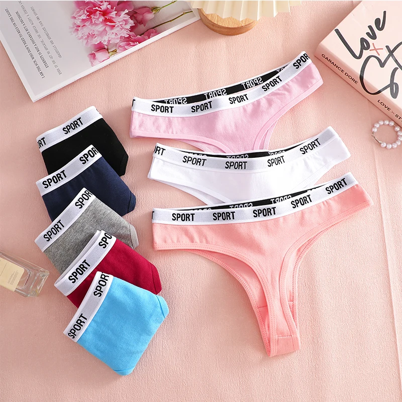 FINETOO 4PCS/Set Women Sexy Cotton Thongs For Women Sport Brand String Underwear Female Soft Coton Tangas Woman Thong Tanga - Image 5