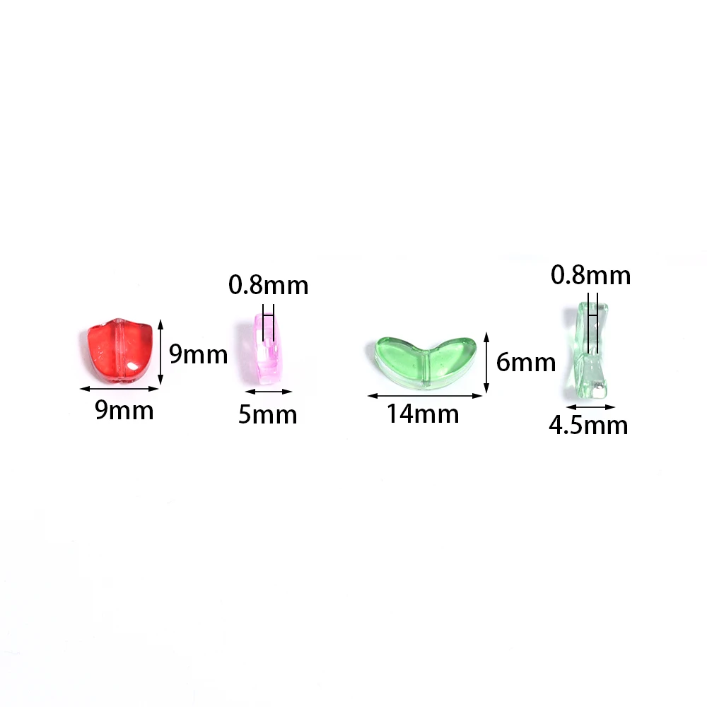 50pcs/lot 9X9mm Transparent Small Tulips Flowers Lampwork Beads Glass Beads For DIY Jewelry Handmade Crafts Accessories