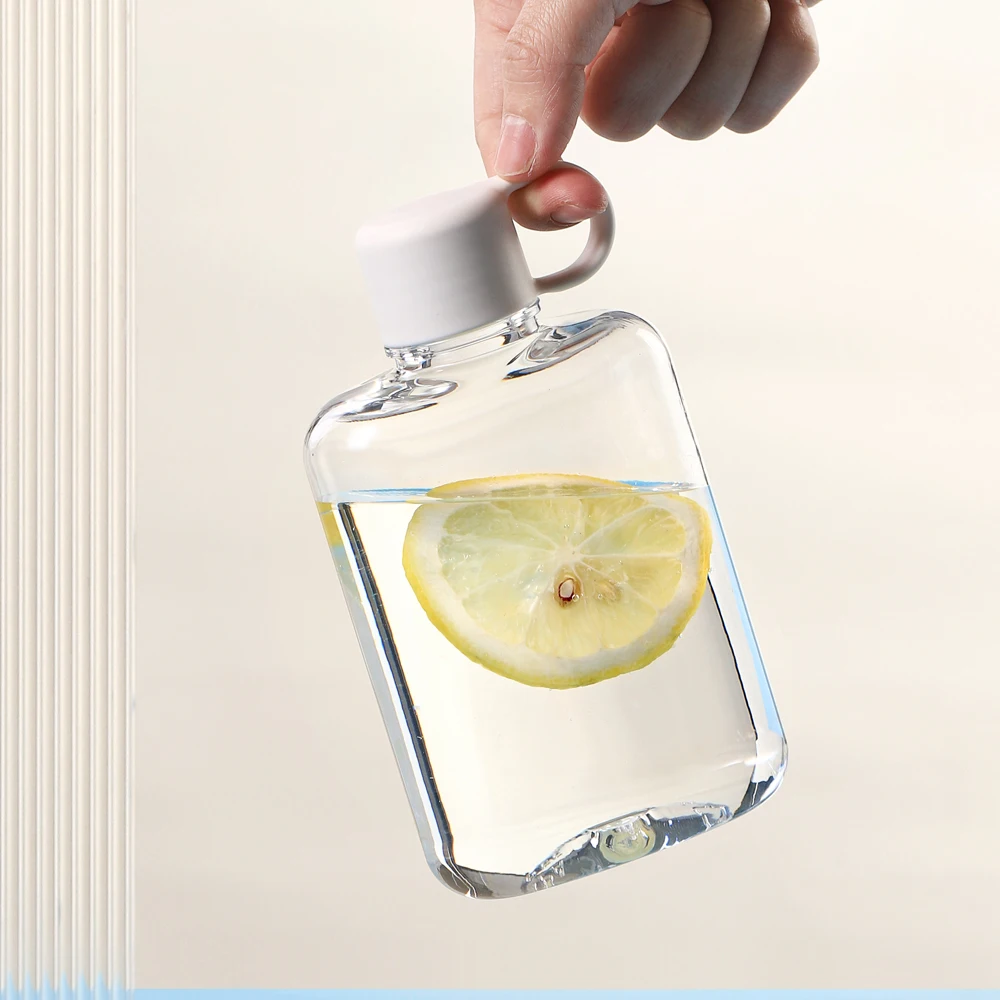 360ML Creative Flat Water Bottle Plastic Travel Bicycle Drinking Juice Reusable Portable Bottles BPA Free Sports Drink Bottle