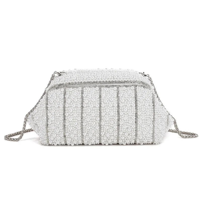

Sweet Beaded Evening Bag Pearl Handbag Single Shoulder Crossbody Handheld Bag Elegant Quality Acrylic Clutch