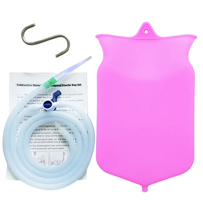 1Set Reusable Enema Bag Sets Colon Cleansing Silicone Water Detox Douche Vaginal Anal Washing Feminine Hygiene Cleaner