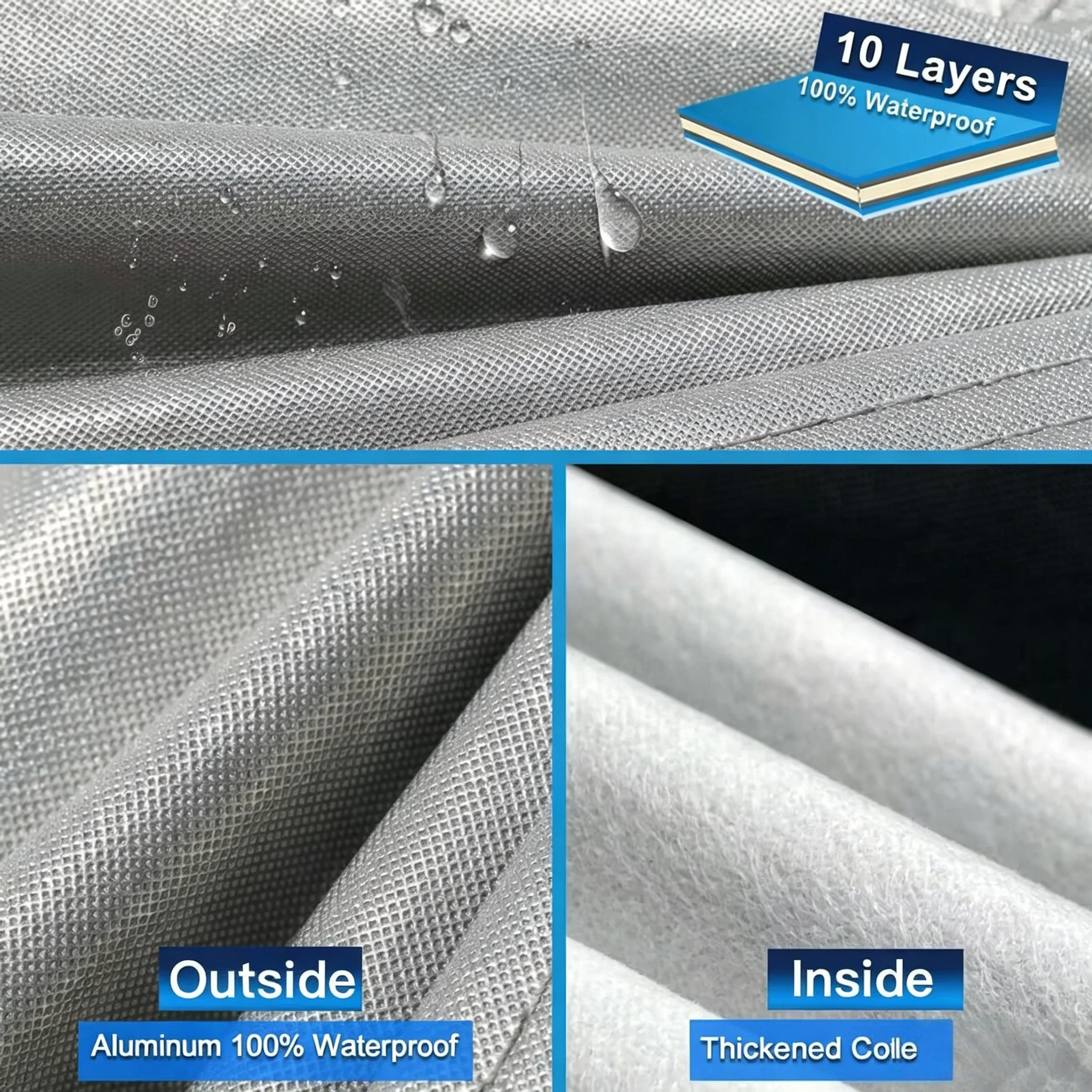 Kayme 10 Layer Car Cover All Weather 100% Waterproof Outdoor Car Covers Rain Snow UV Dust Protection For Sedan/Suv/Hattchback