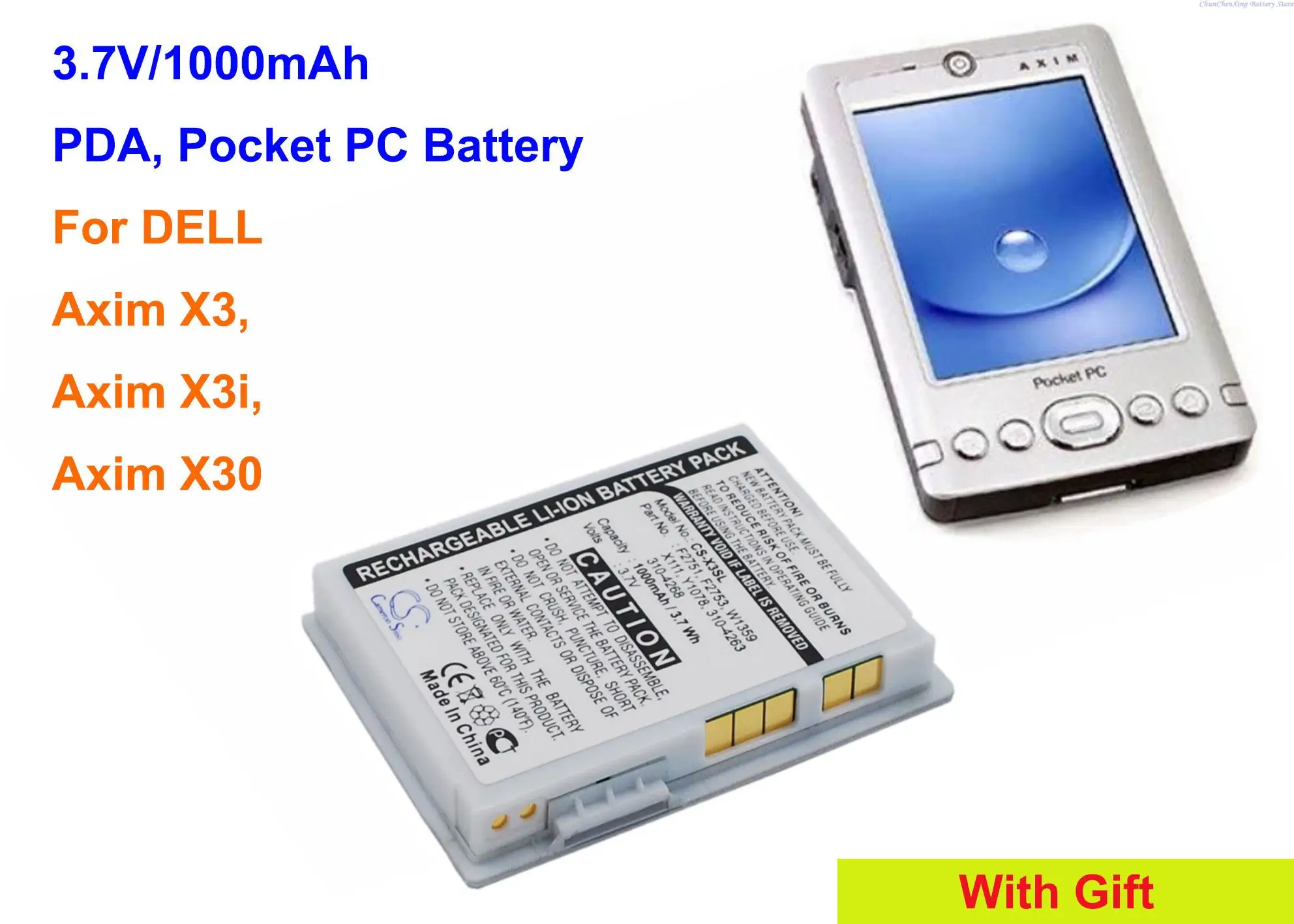 OrangeYu  1000mAh PDA, Pocket PC Battery X1111 for DELL Axim X3, Axim X3i, Axim X30