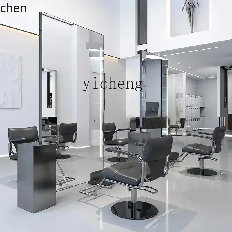 y9.4-  hairdresser high-end mirror table single and double-sided floor mirror barber shop hair cutting mirror