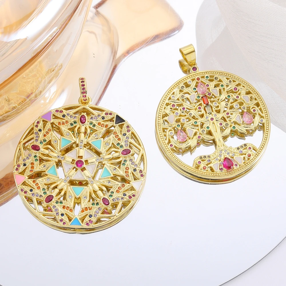 Juya 18k Real Gold Plated Micro Pave Zircon Creative Decoration Love Heart Star Charms For DIY Luxury Pendant Jewelry Making