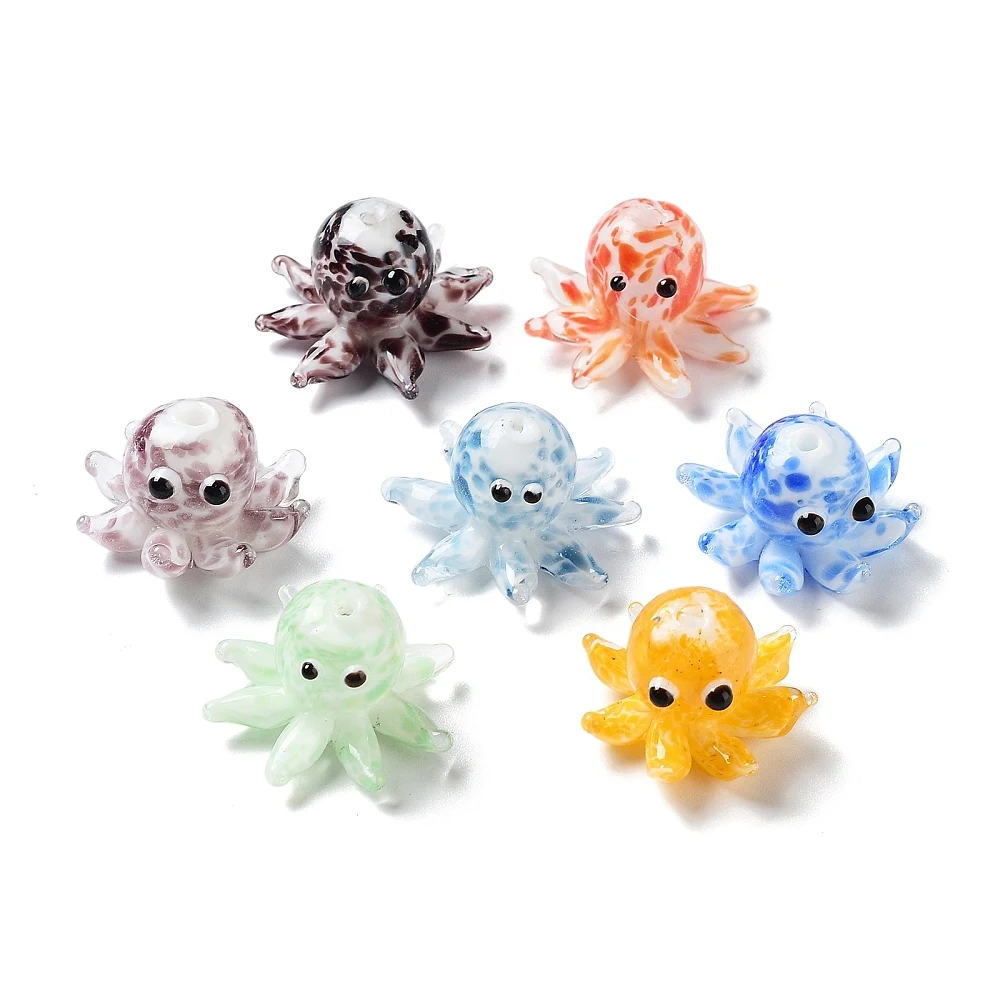 10 PCS Handmade Bumpy Lampwork Beads Strands Octopus Shape for Making DIY Jewelry Earring Necklace Bracelet Charms Supplies