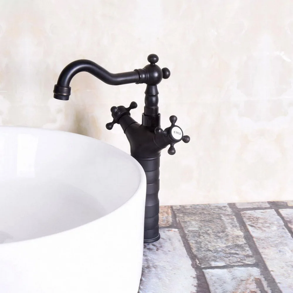 

Basin Faucets Oil Rubbed Bronze Double Cross Handle Bathroom Sink Faucet Swivel Spout Bath basin Vanity Mixer Taps Nnf140