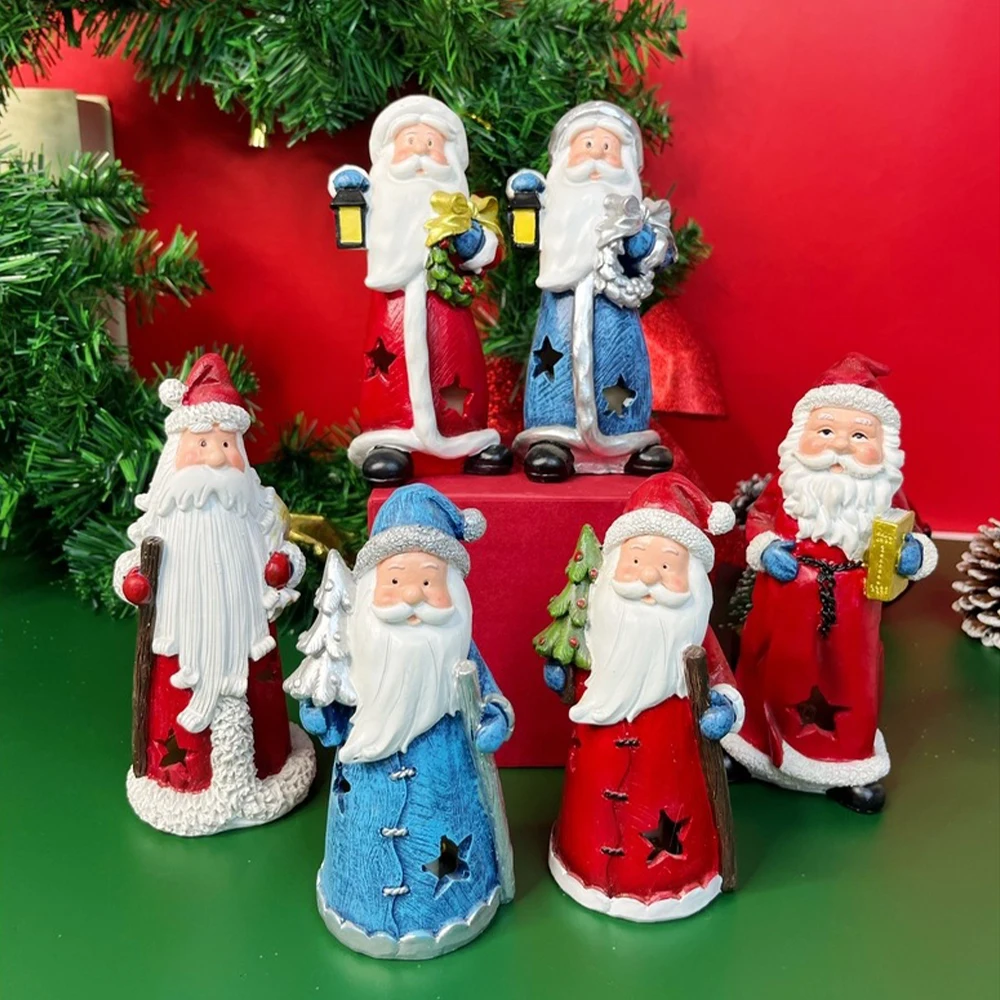 ISFRIDAY 2023 New Little Night Light Santa Claus Decoration Resin Crafts Creative Home Desktop Decoration Gift